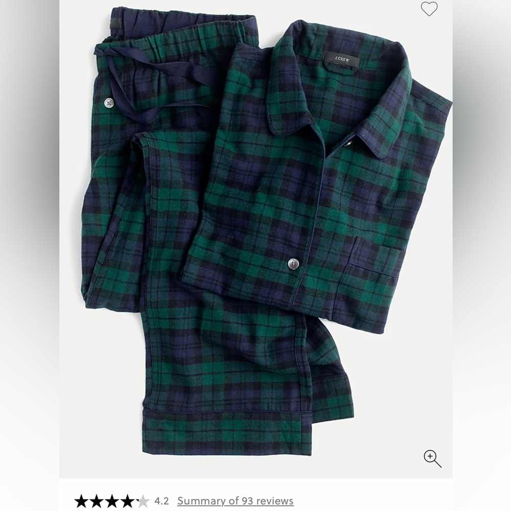 J. Crew 2-piece black watch plaid flannel pajamas F8368 size S
With Sleep Mask